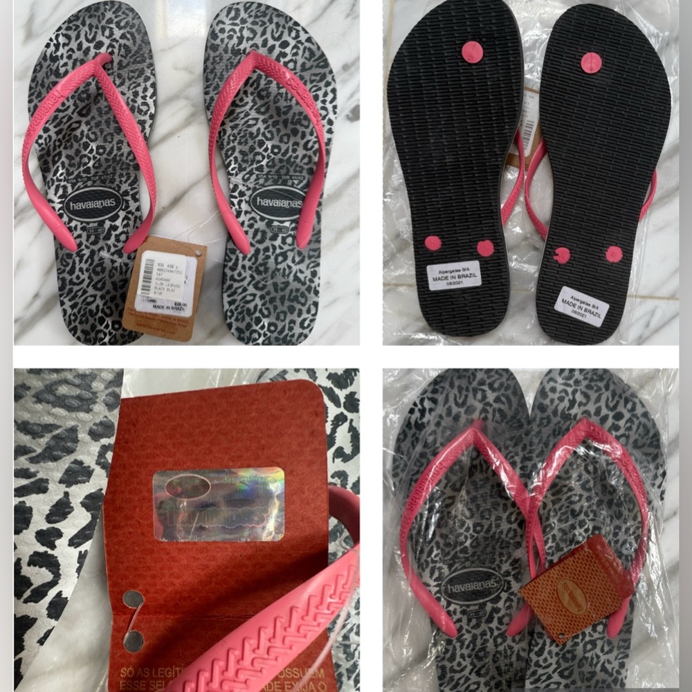 HAVAIANAS HOT PINK AND BLACK LEOPARD FOR FUN IN THE SUN !